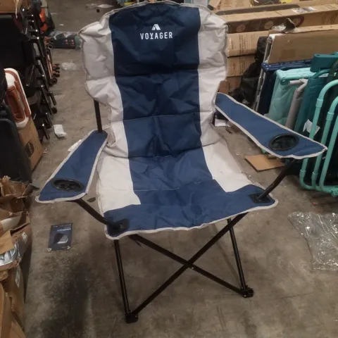 VOYAGER OUTDOOR CAMPING CHAIR WITH CUP HOLDERS - BLUE