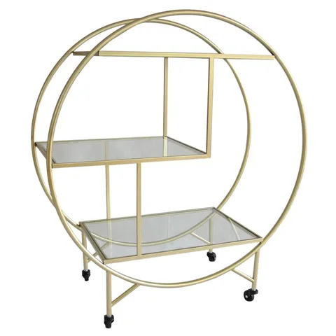 BOXED GOLD DRINKS TROLLEY BAR CART - LARGE