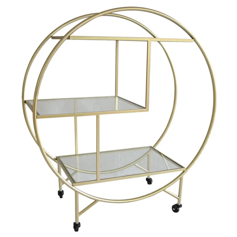 BOXED  GOLD DRINKS TROLLEY BAR CART - LARGE