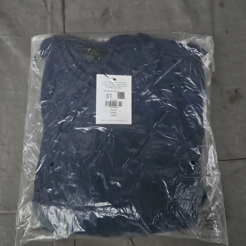 WHISTLES MILA TEXTURED DRESS IN NAVY SIZE UK 6