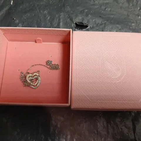 BOXED SWAROVSKI HEART-SHAPED PENDANT NECKLACE WITH PAVÉ CRYSTALS 