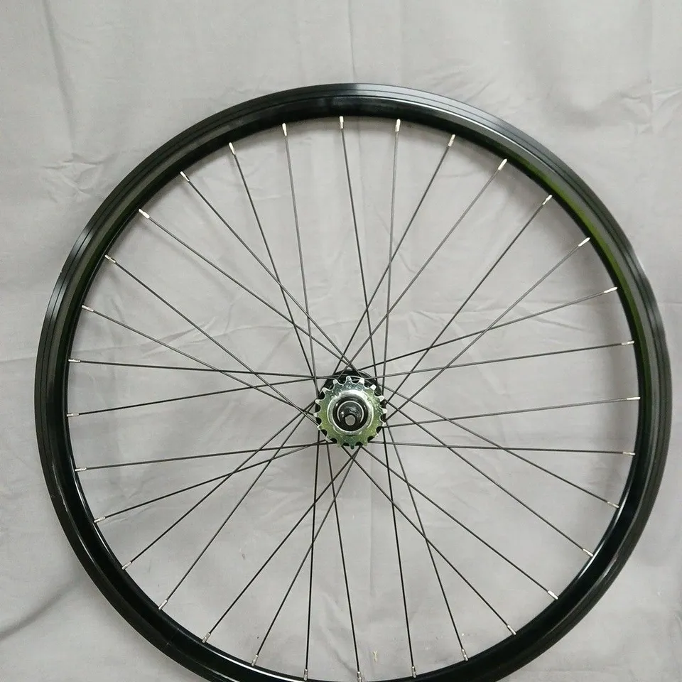 BICYCLE WHEEL WITH SPROCKET AND BLACK ALLOY RIM