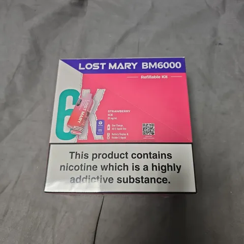 SEALED LOST MARY BM6000 REFILLABLE KIT – STRAWBERRY ICE, 20 MG/ML - 5-PACK