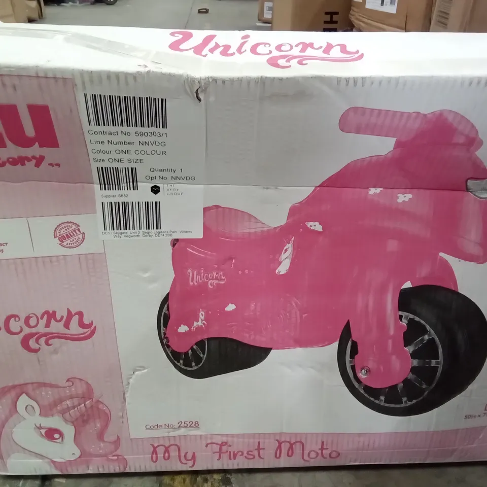 BOXED DOLU MOTO PINK UNICORN RIDE ON  RRP £29.99
