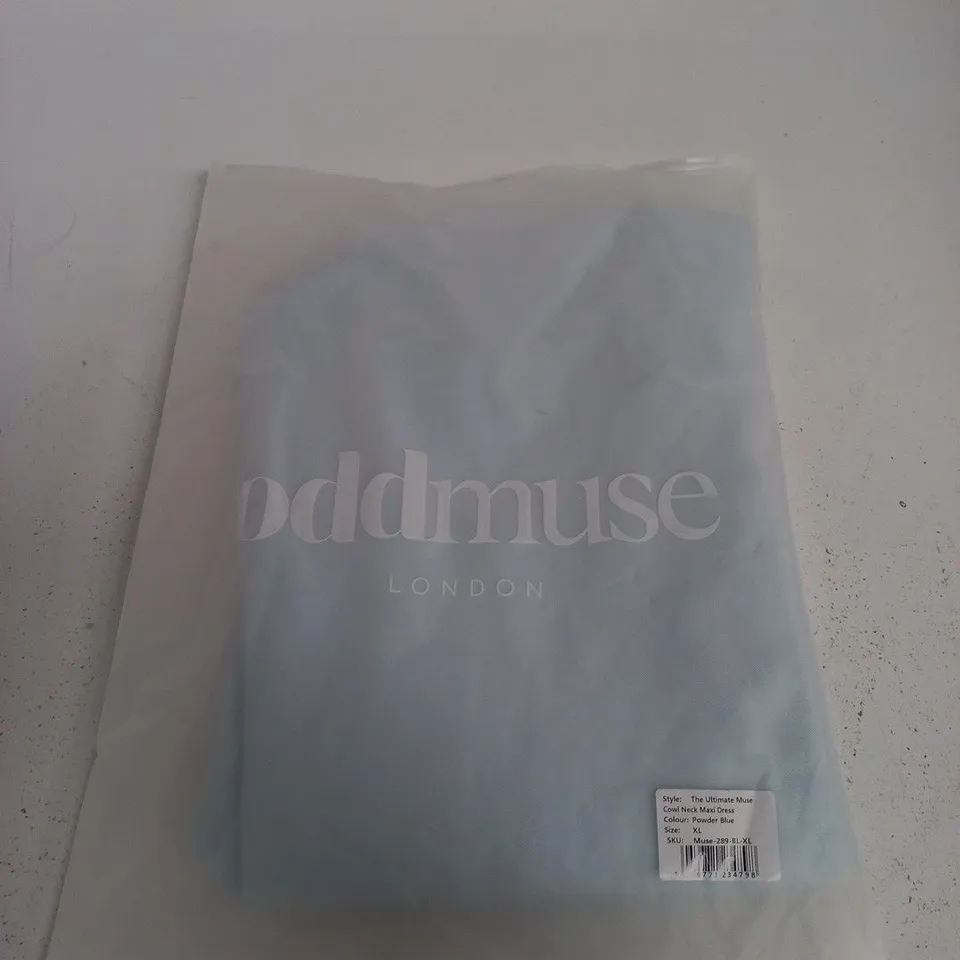 ODDMUSE LONDON THE ULTIMATE MUSE COWL NECK MAXI DRESS – POWDER BLUE – UK XL
