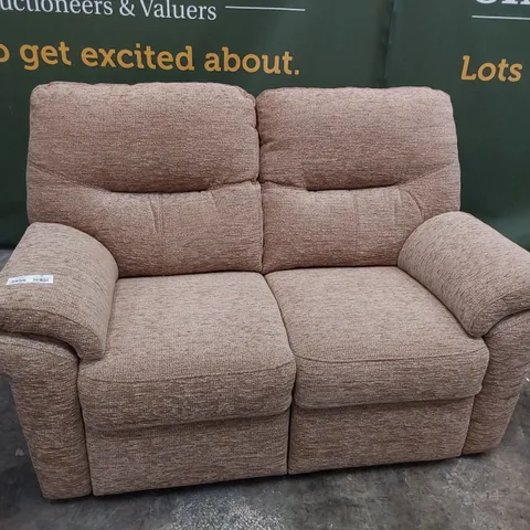 QUALITY BRITISH DESIGNER G PLAN SEATTLE TWO SEATER SOFA BOUCLE COCOA FABRIC 