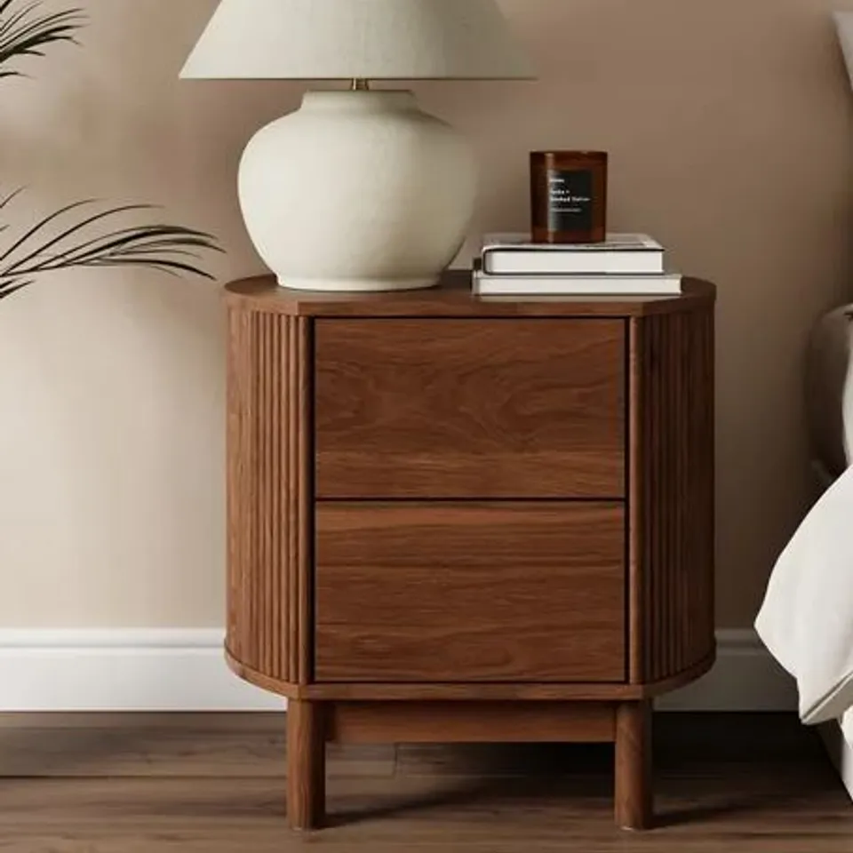 BOXED MATEO 2 DRAWER BEDSIDE TABLE