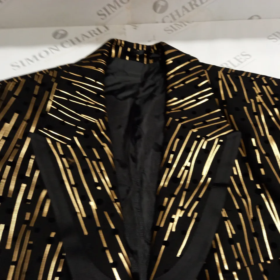 BOOHOO MAN OVERSIZED BOXY GOLD METALLIC STRIPE BLAZER - 38