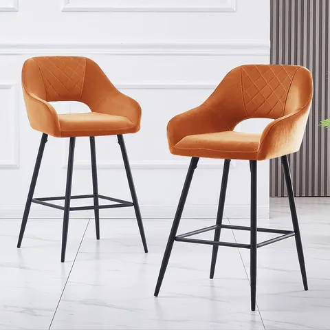 BOXED SET OF 2 SUNNI 67CM BAR STOOLS - ORANGE (2 BOXES)