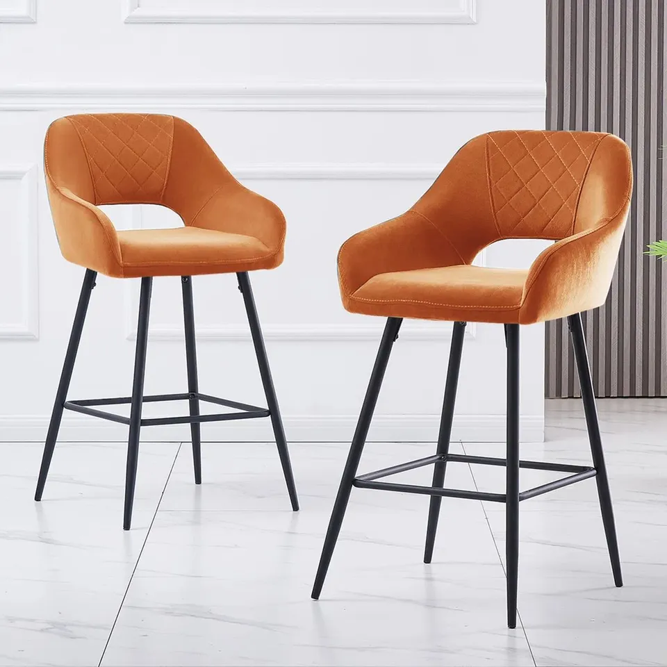 BOXED SET OF 2 SUNNI 67CM BAR STOOLS - ORANGE (2 BOXES)