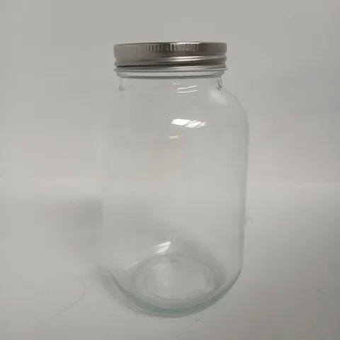 SIX CLEAR GLASS STORAGE JAR WITH METAL SCREW-TOP LID