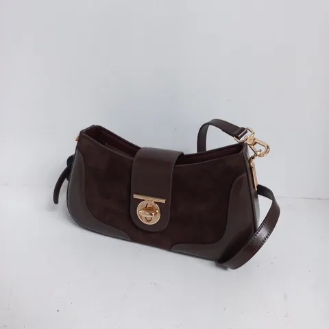 VALISURE BROWN LEATHER HANDBAG WITH GOLD HARDWARE