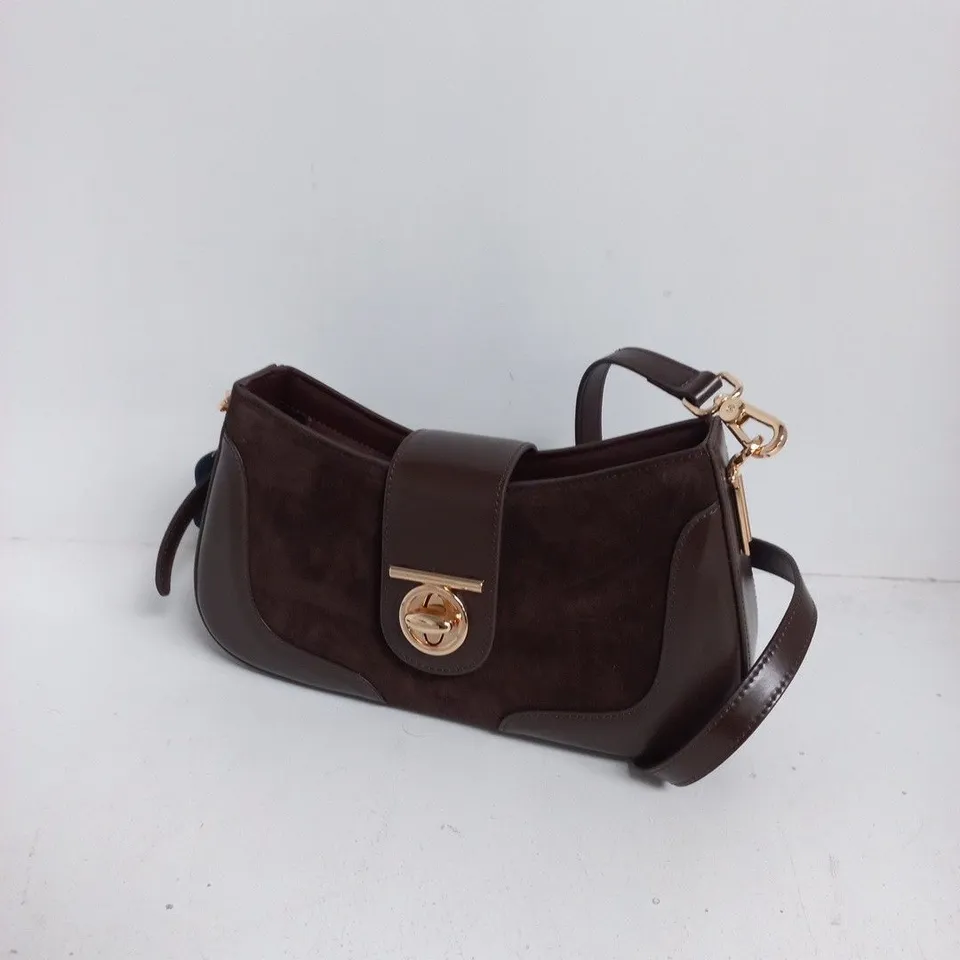 VALISURE BROWN LEATHER HANDBAG WITH GOLD HARDWARE