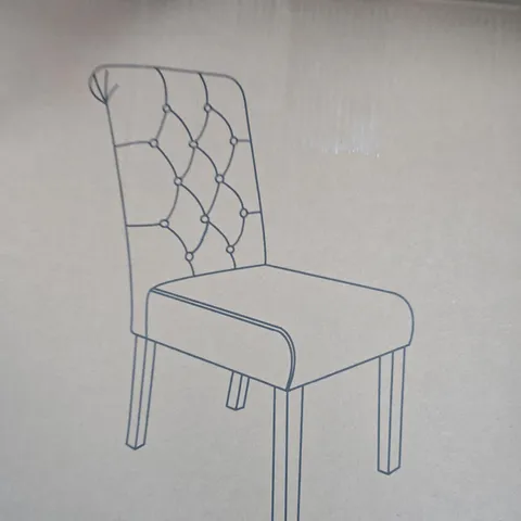 BOXED PAIR OF VELVET SCROLL BACK DINING CHAIRS - COLLECTION ONLY