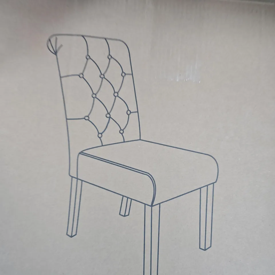 BOXED PAIR OF VELVET SCROLL BACK DINING CHAIRS - COLLECTION ONLY RRP £149