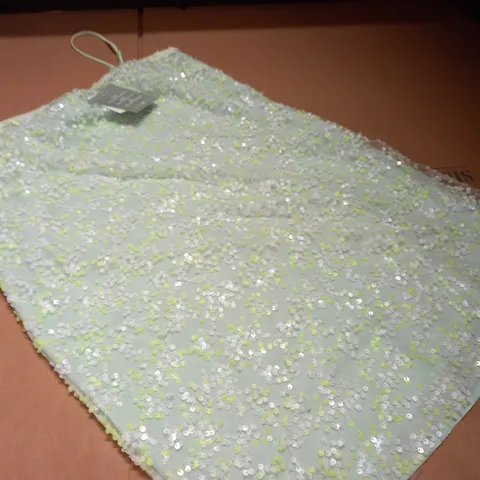 H&M GREEN MESH SEQUIN DRESS - S