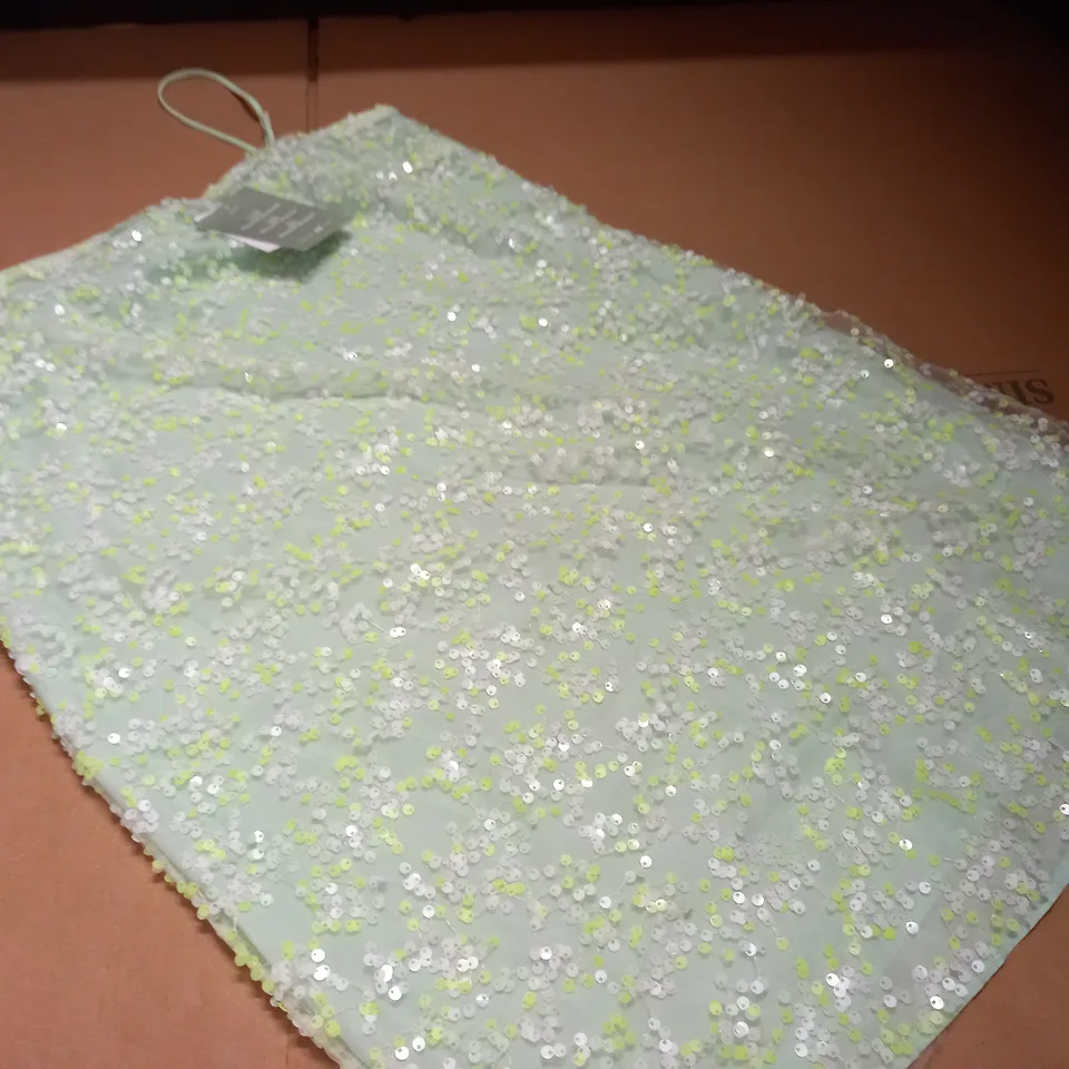 H&M GREEN MESH SEQUIN DRESS - S