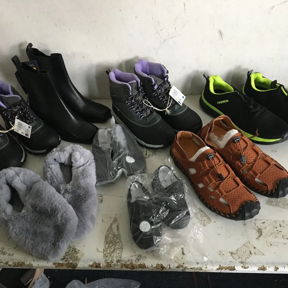 8 ASSORTED PAIRS OF FOOTWEAR TO INCLUDE: THUNSULATE, FASHION, SHOCK AIR ETC