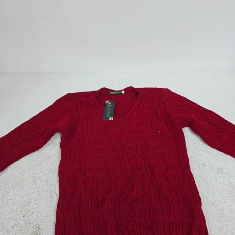 RED KNITTED JUMPER – SUGAR CRISP – UK M