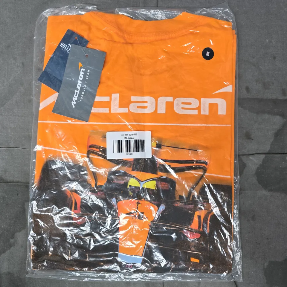 HOLLISTER MCLAREN FORUMULA ONE LANDO NORRIS T-SHIRT IN ORANGE SIZE MEDIUM