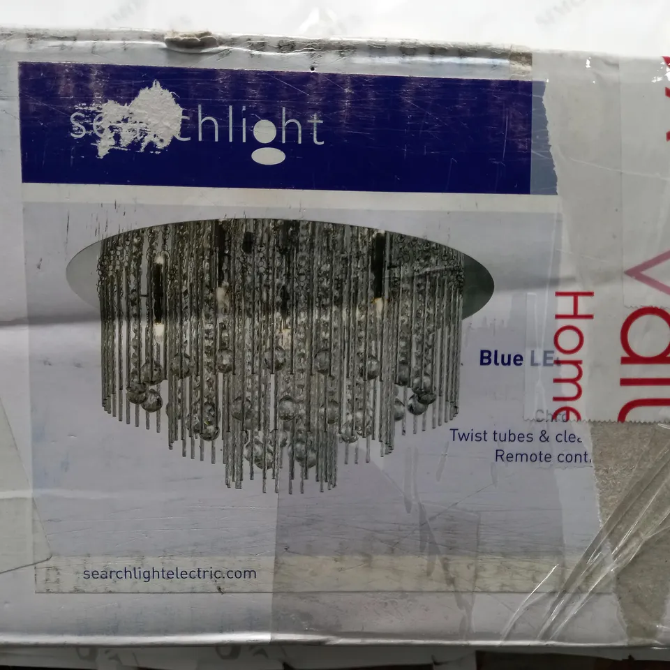 BOXED MILO LIGHTING BEATRIX 8 LIGHT FLUSH MOUNT CEILING LIGHT CHROME GLASS CRYSTAL SPHERES SHADE 