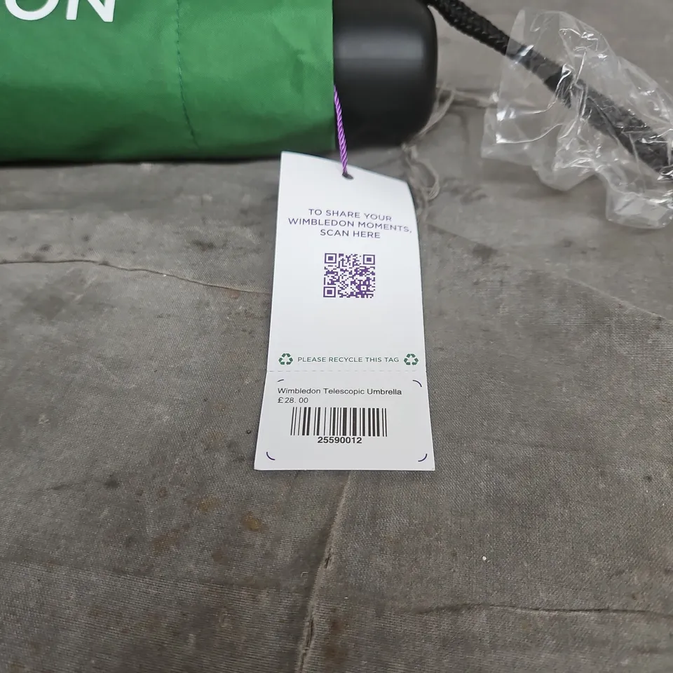 WIMBLEDON OFFICIAL PRODUCT TELESCOPIC UMBRELLA WITH TAGS
