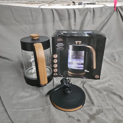 BOXED HOME FAST BOIL MATT BLACK SCANDI GLASS KETTLE - COLLECTION ONLY