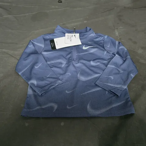 NIKE BLUE ZIP-NECK TRAINING TOP - SIZE 12/18 MONTHS