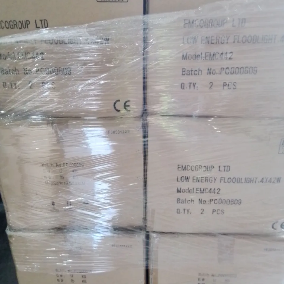 PALLET OF APPROXIMATELY 12 MULTI BOXES TO INCLUDE - EMCOLITE LOW ENERGY FLOODLIGHT - EMC 442 - COLLECTION ONLY 