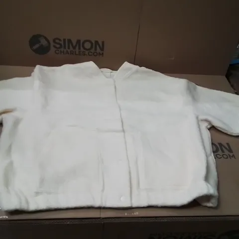 BOXED BRAND NEW APPROXIMATELY 7 SIMPLY BE FAUX WOOL BOMBER JACKET ECRU SIZE 26