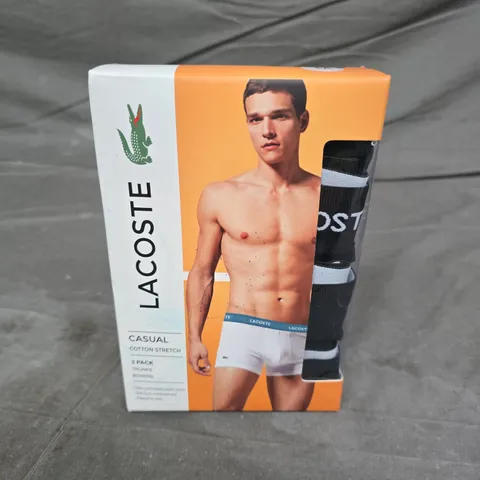 BOXED AND SEALED LACOSTE CASUAL COTTON STRETCH BOXERS 3 PACK - MEDIUM