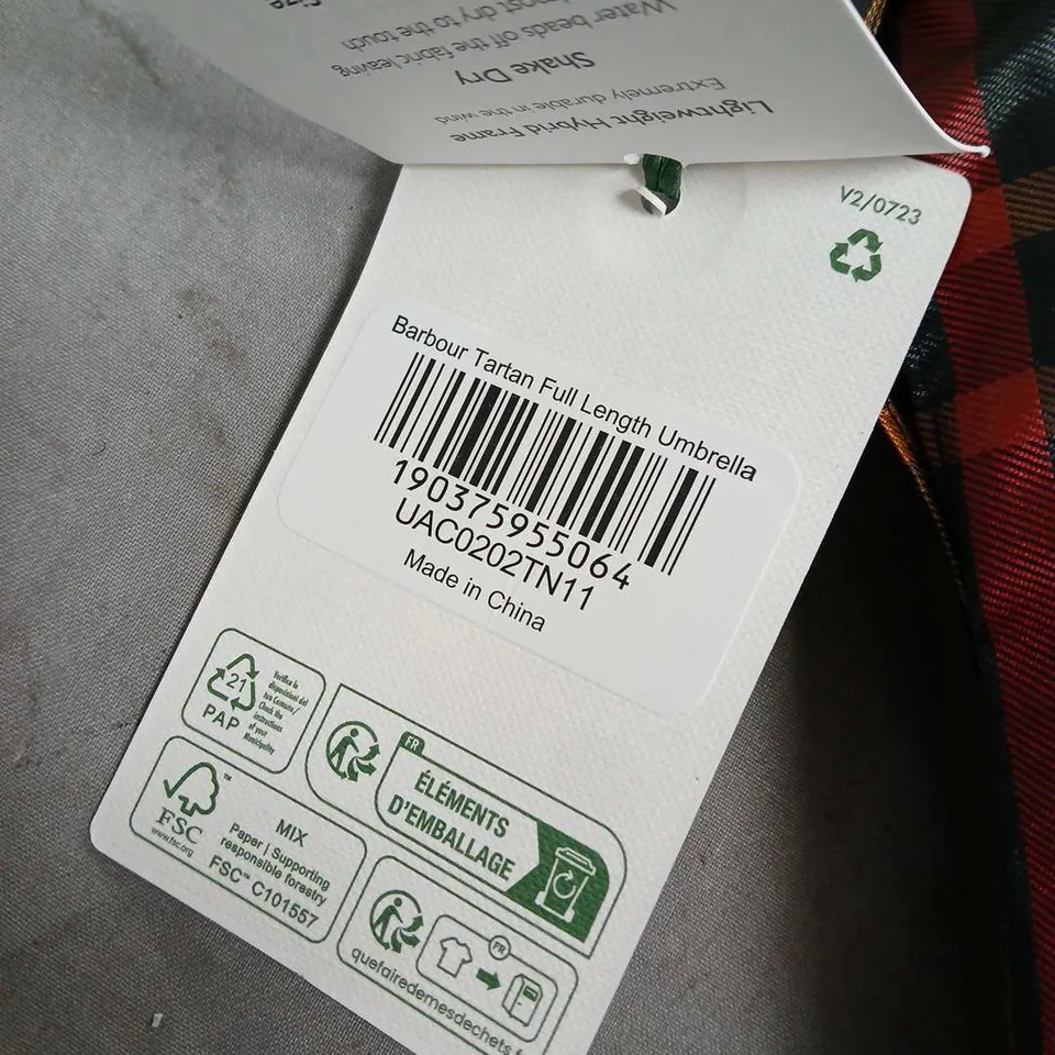 BARBOUR TARTAN FULL-LENGTH UMBRELLA