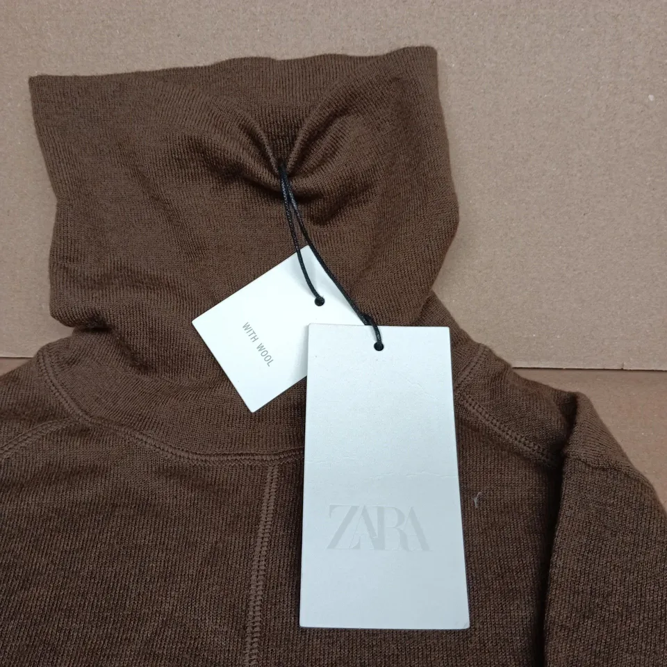 ZARA Brown Wool-Blend Hoodie, UK Size M