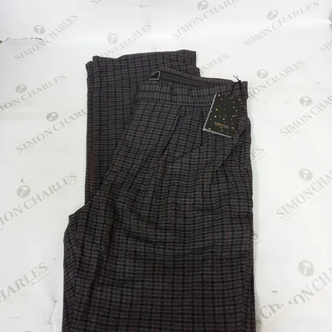 PERCIVAL MINI CHECK PLEATED TROUSERS SIZE 32"