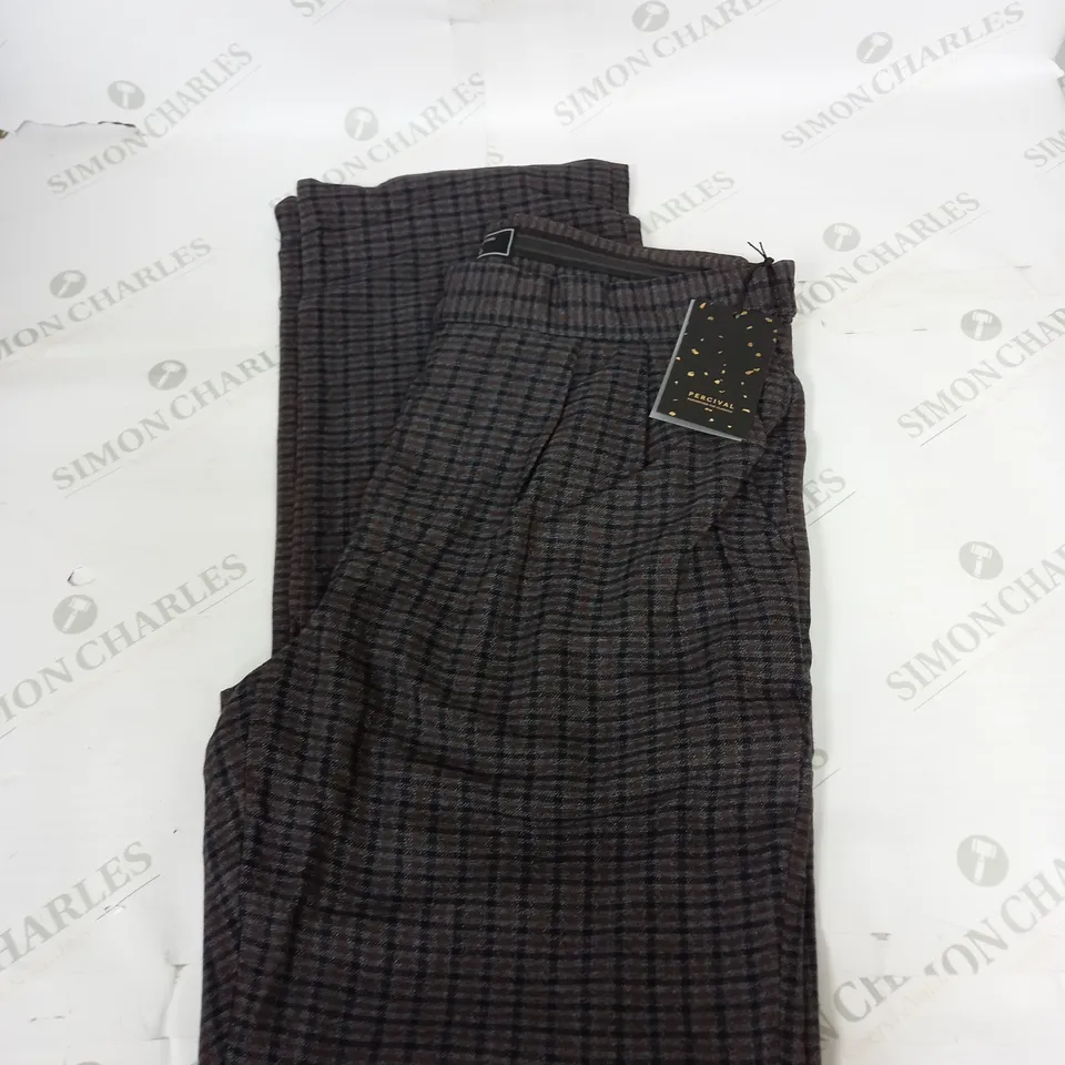 PERCIVAL MINI CHECK PLEATED TROUSERS SIZE 32"