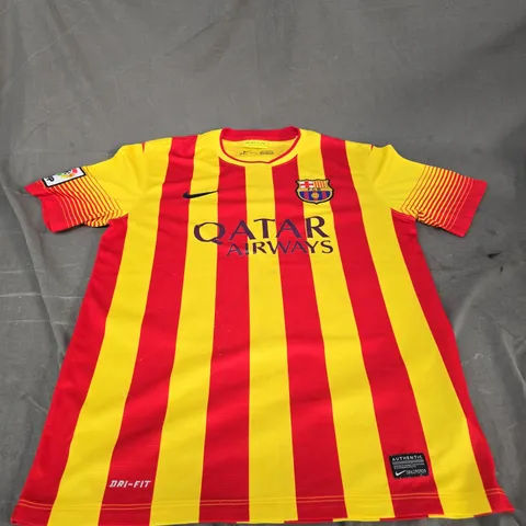 FC BARCELONA FOOTBALL SHIRT – QATAR AIRWAYS SPONSOR – NIKE DRI-FIT – MEN'S UK MEDIUM