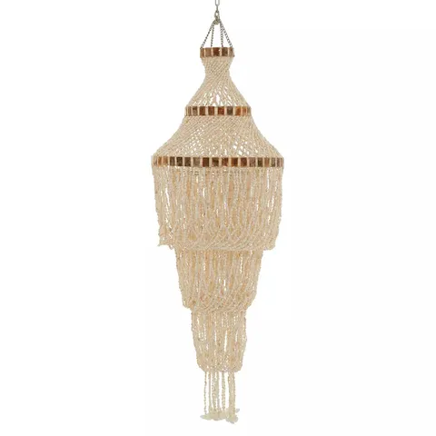 INTERIORS BY PREMIER PALU NATURAL WHITE AND AMBER SEA SHELL PENDANT