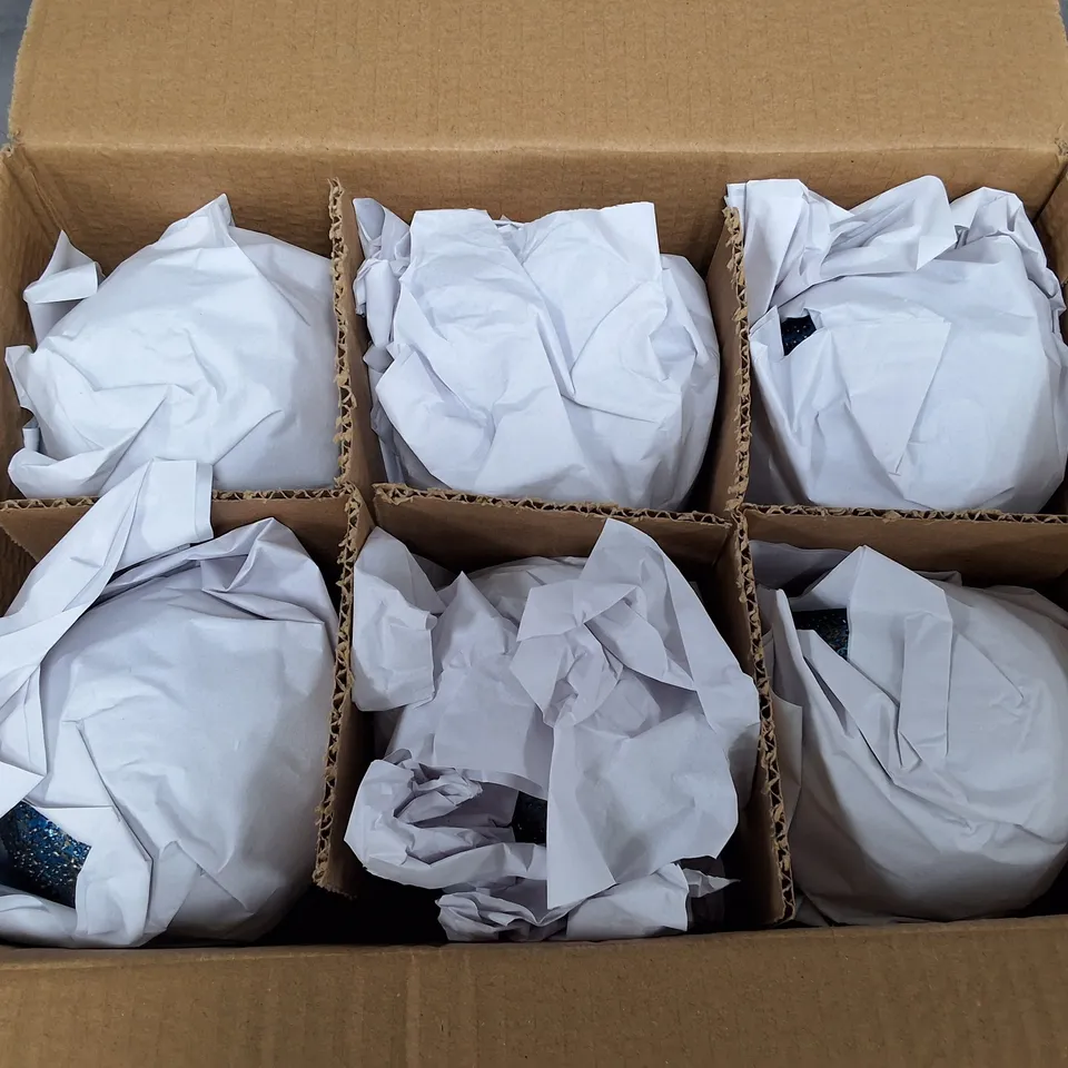 SET OF 6 SPECKLED BLUE GISELA GRAHAM LARGE TREE BAULBLES