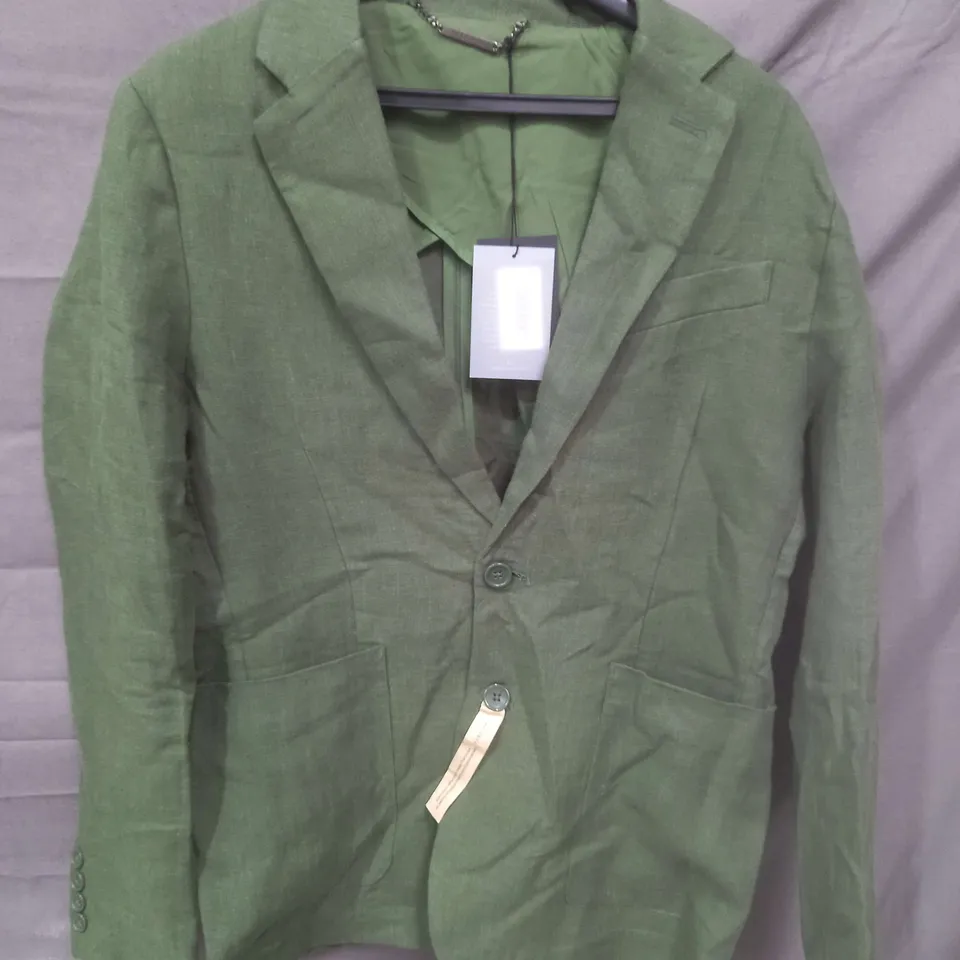 PERCIVAL TAILORED LINEN BLAZER IN FOREST GREEN - SIZE 38