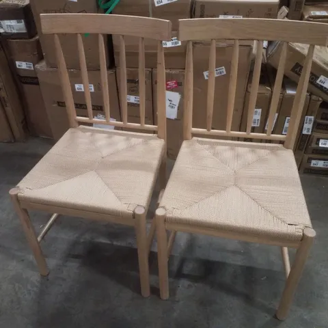 SET OF 2 LANEISE SOLID WOOD DINING CHAIRS - BROWN