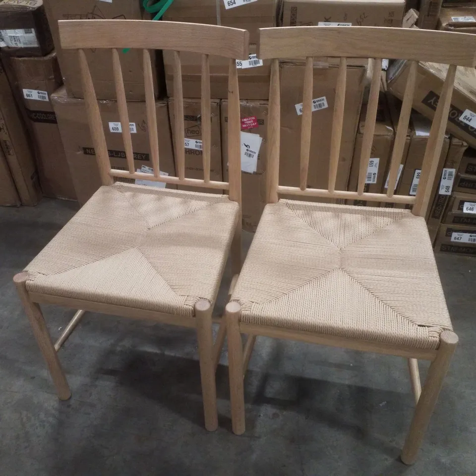 SET OF 2 LANEISE SOLID WOOD DINING CHAIRS - BROWN