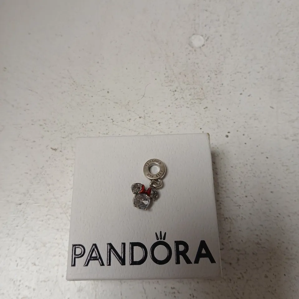 PANDORA DISNEY MICKEY MOUSE CHARM WITH CLEAR CRYSTAL & RED ENAMEL BOW 
