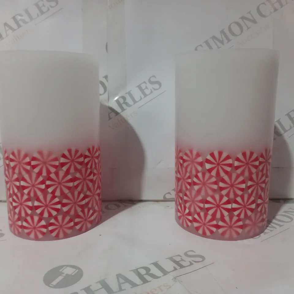 BOXED HOME REFLECTIONS SET OF 2 CANDY CANE LED CANDLES 
