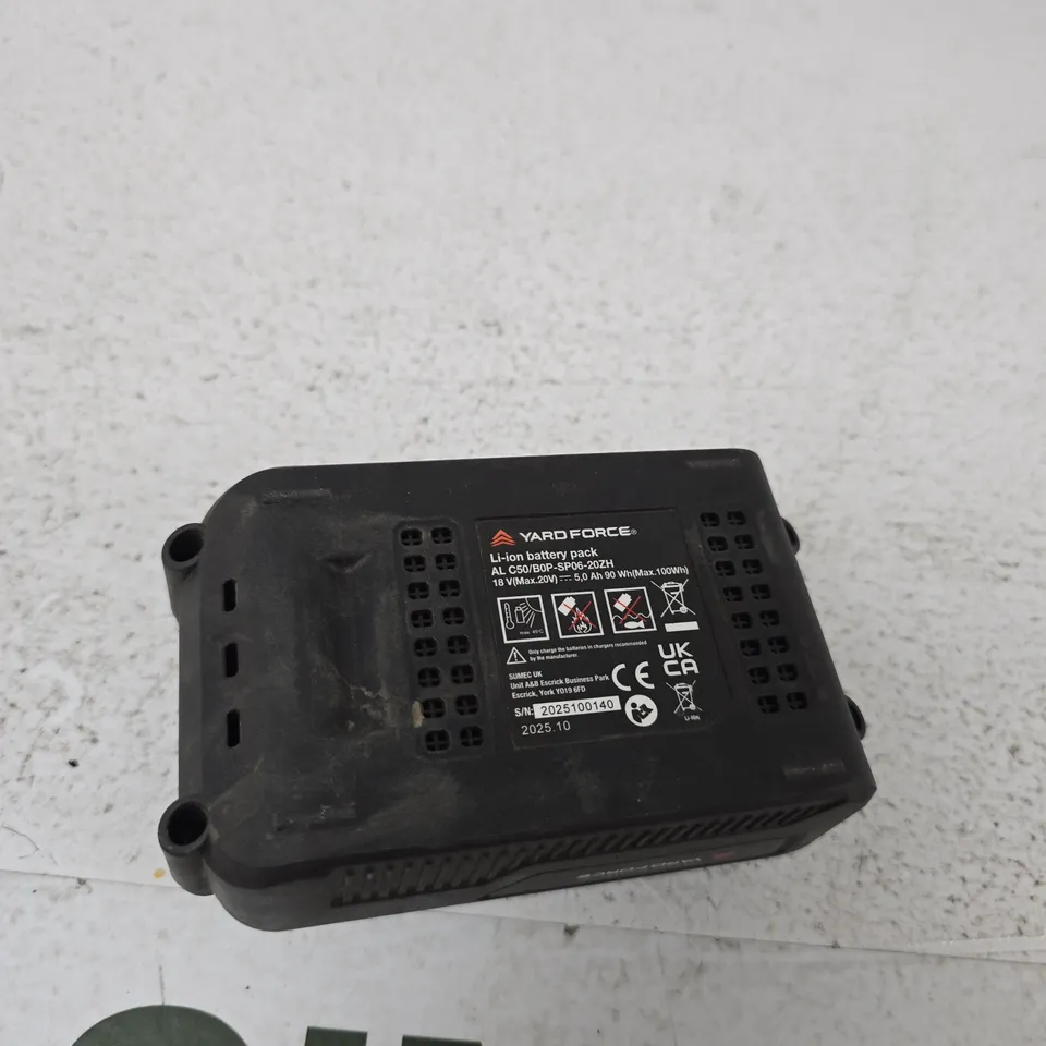 YARD FORCE LI-ION BATTERY PACK – 18V, 5.0AH (90WH)