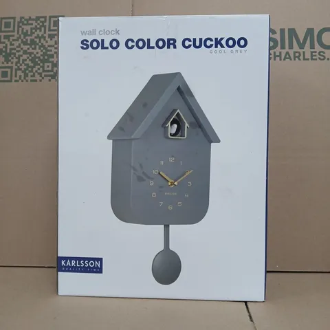 KARLSSON SOLO COLOR CUCKOO WALL CLOCK IN GREY-BLUE