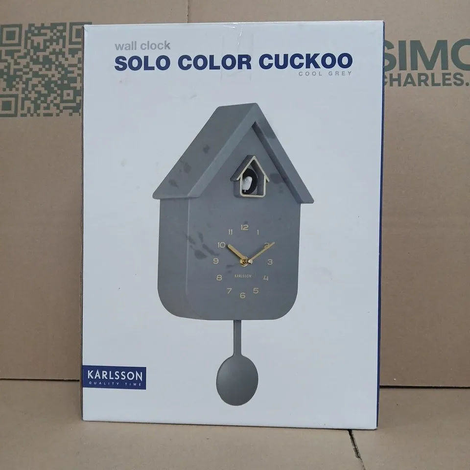 KARLSSON SOLO COLOR CUCKOO WALL CLOCK IN GREY-BLUE