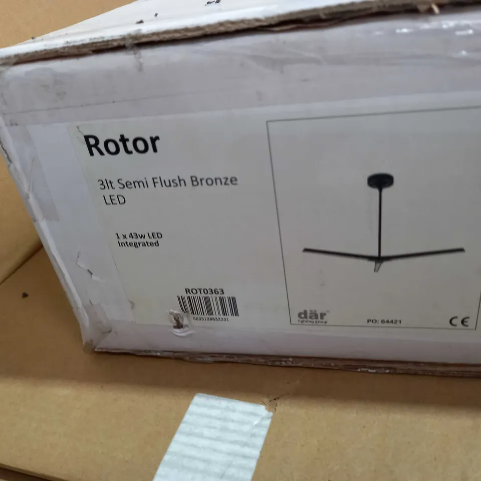 ROTOR 3LT SEMI FLUSH BRONZE LED