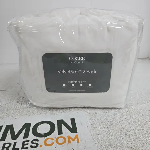 COZEE HOME VELVETSOFT 2 PACK FITTED SHEET SET – DOUBLE SIZE (SEALED)