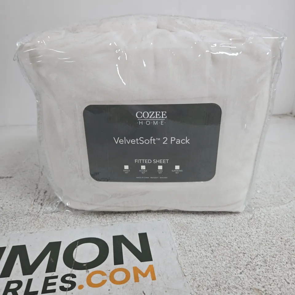 COZEE HOME VELVETSOFT 2 PACK FITTED SHEET SET – DOUBLE SIZE (SEALED)