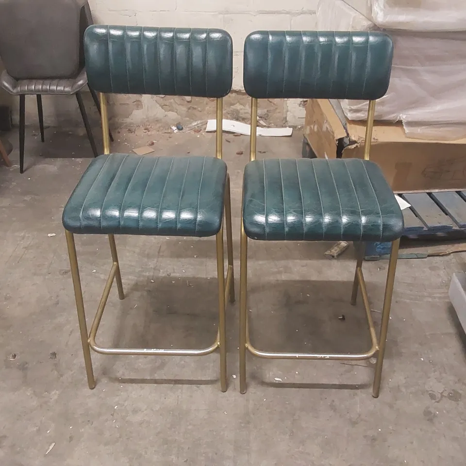 SET OF2x DINER LEATHER BAR STOOLS